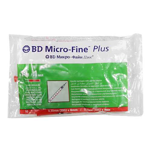 Шприц инсулиновый BD Micro-Fine Plus 1 мл 0,3 х 8 мм 10 шт. в Аптека Норма