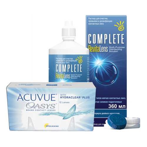 Контактные линзы Acuvue Oasys 12 линз R 8.4 +7.50 + Раствор Complete RevitaLens 360 мл в Аптека Норма