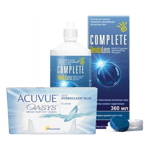 Контактные линзы Acuvue Oasys 6 линз R 8.4 +5.75 + Раствор Complete RevitaLens 360 мл в Аптека Норма